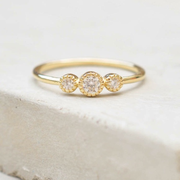 Jewelry - 14k Yellow Gold Dainty Bezel Gemstone Ring 7